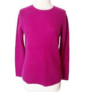 White + Warren waffle texturized cashmere sweater fuchsia pink sz‎ S